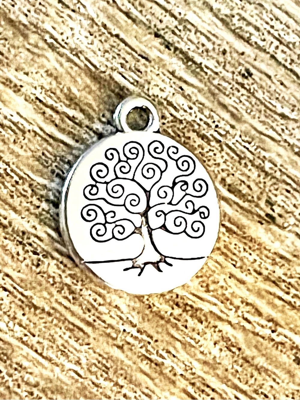 Tree of Life Round Pendant Charm in Silver-Tone!